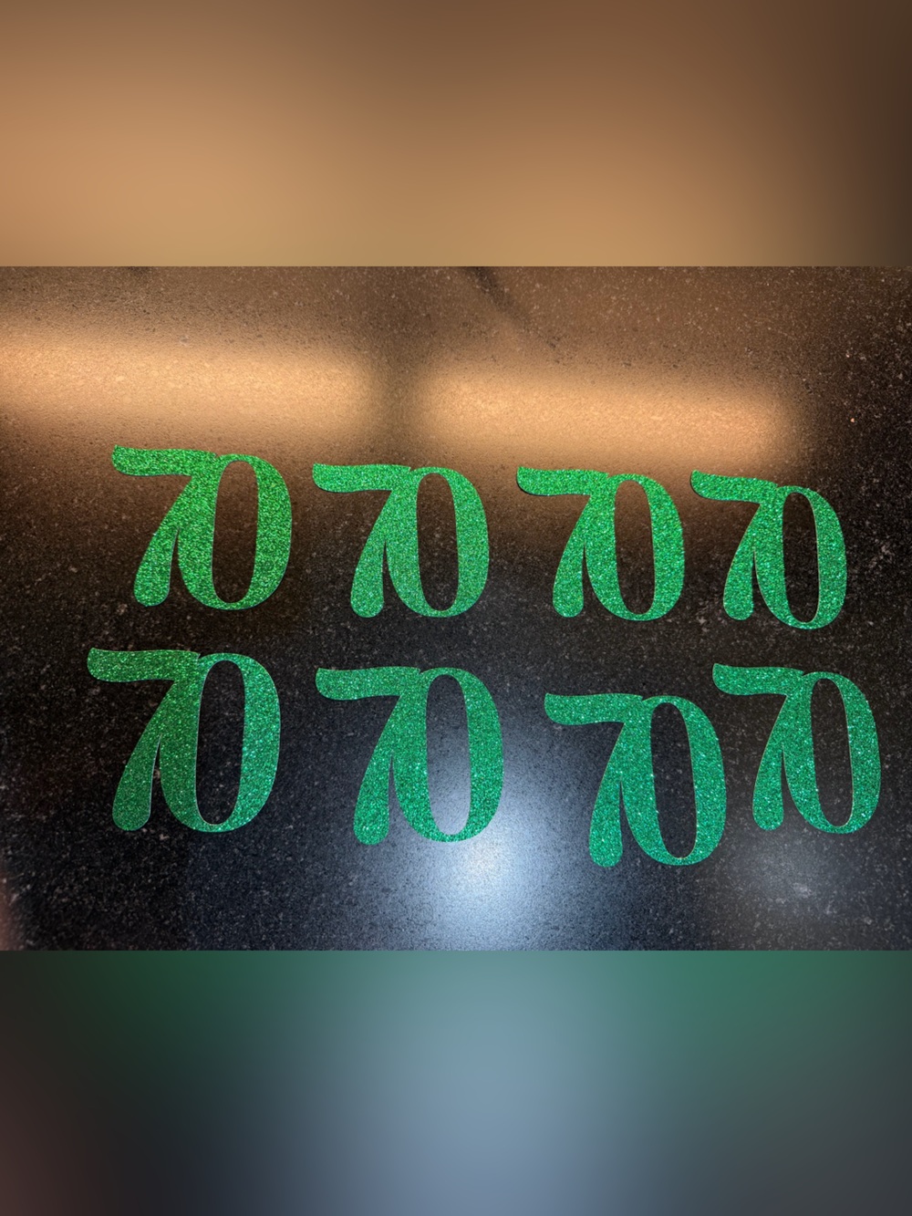 Green Glitter Number 70 Craft Cutouts - Set of 8
